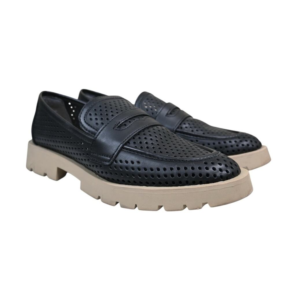 Dolce Vita Easley Womens 8.5 Perforated Lug Loafer in Black Stella